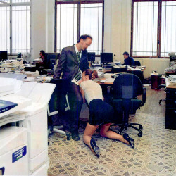 shamelesssexplay:  Who needs privacy at the office? Great way to start the week! (Source: Geoffroy de Boismenu)
