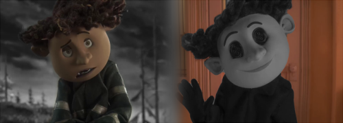to-be-a-lost-boy:  tardisinwonderland:   necromander:     Be careful what you wish for.   Wow what I never realized the colors were inverted You’d think I would have noticed that   That’s the point. The world Coraline lives in is supposed to be boring