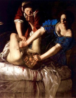 art-nimals:  Happy Birthday to baroque artist Artemisia Gentileschi, who managed to become an established painter in an era where women had a hard time being accepted as artists! Artemisia Gentileschi, Judith slaying Holofernes, c. 1614-20, Oil on canvas,