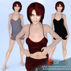  Camisole and Shorties for Daz Studio  This model was demonstrated in our Our Artist Development Series LIVE event! That’s right! We now have these live events to teach you how to make certain 3D content! So cool! And this one is now up for sale! For