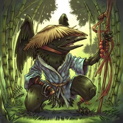 fallen-fighter-:  Tengu The crowlike tengus are known as a race of scavengers and irrepressible thieves. Covetous creatures predominantly motivated by greed, they are vain and easily won over with flattery. Deceptive, duplicitous, and cunning, tengus