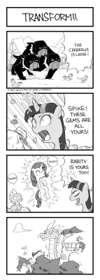 jeffnaga:  pia-chan:  MLP 4koma Page 5: Transform!! by hydrowing   MLP 4koma Page 6: Fire Breath Delivery also by hydrowing