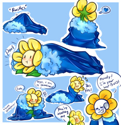 xxkaibutsukoxx:  Have some Flowey in Sans’ hoodie doodles before I head into exam weekTook place after this, Flowey got accustomed to Sans’ hoodie and wrap it around him about 3 times a day 