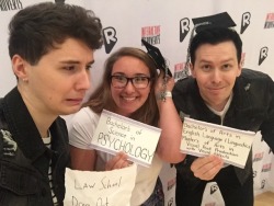 sexuallyambiguousphan:  My friend Olivia just graduated college, and met Dan and Phil today and this is the photo she chose to take. An icon 😂.(She said that when she told them she’d just graduated and wanted to do a picture with the little caps