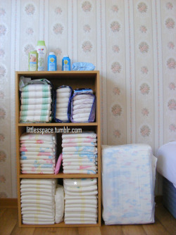 littlesspace:  I am still trying to figure out, how I want to organize my current diaper stash, but this is how it looked a few days ago. 