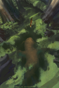 grimchild:  A dragonite has made this swamp his home, too bad that deerling didn’t get the memo.  More speedpainting business, trying to get more mood.  I’ve been far too detail focused and not loose enough, less try to fix that. 