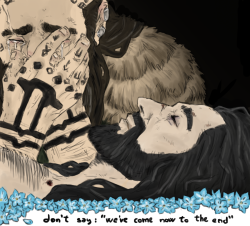 ladynorthstar:  lucenorthstar: &ldquo;and you’ll be here in my arms, just sleeping” - [x]  I’ve been listening to “Into the West” a little too much lately the only way I’ll survive to the BoFA will be by thinking that they will meet again