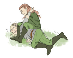 kaciart:  In the stream Minu asked for Tauriel and Legolas babies with Tauriel besting Lego and him not too happy with the fact. - &ldquo;My father will hear of this!!&rdquo; 
