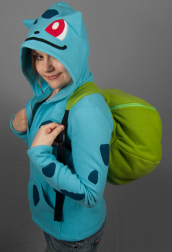 galaxynextdoor:  Bulbasaur Hoodie with Bulbasaur Backpack. by Shori Ameshiko. Check out the artist’s Tumblr. &ldquo;I’ve gotten lots of requests to try out more Pokemon hoodies, so I gave Bulbasaur a go. I found it particularly fun because I was trying