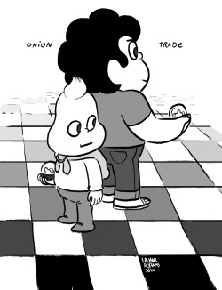neo-rama:  watch helplessly as STEVEN and ONION trade minds and then fight to the finish while trapped inside a DEATH MAZE! ONION TRADE!!! the next wonderful episode of STEVEN UNIVERSE! boarded by LAMAR ABRAMS! 
