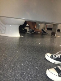 dathomo:  storyofanawesomeguy:  distraction:   aw there’s a girl proposing to a guy in the bathroom!  how sweet  I’m sure she is getting all choked up  It’s such big news it must be hard to swallow! 