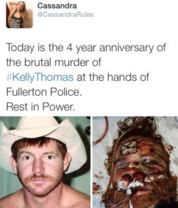 spoonmeb:  sapphiredoves:  patdowart:  krxs10:  4 Years After 6 Cops Beat Homeless Man to Death, Cops Walking Free, Still No JusticeOn July 5, 2011 a group of six Fullerton officers took part in the beating of Kelly Thomas, a 37-year-old mentally ill