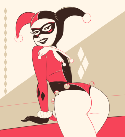 asmallfridge:  MAGA (make ass great again)I’ve been doing pixel art for a while and it got me thinking to this other harley quinn image I like a lot so I tried doing a low color image myself. I still have a lot to learn about using lines as values.