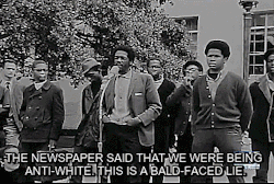 blvckcommunity:  A Black Panthers press conference at the Alameda County Courthouse A speech by Bobby Seale, in which he points out that African Americans have been fighting for the U.S. government in armed conflicts since the Civil War and they still