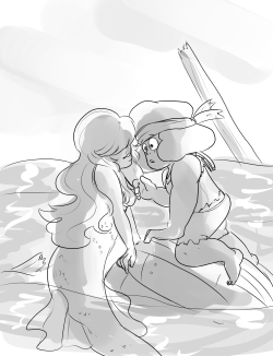 AU in which Sapphire is a Siren and caused Sailor Ruby’s ship to go down but Sapphire then decides that the Sailor is cute and helps Ruby out to an island where they now live together inside a little cove with Sapphire singing sweet tunes to her human