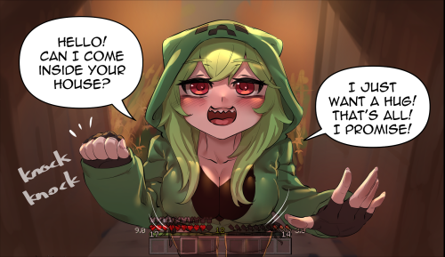 merryweather-comics:  I wrote a comic about a Minecraft Creeper as an anime girl!   