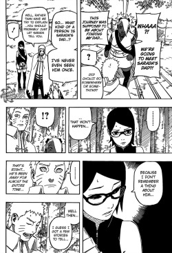 Judging from this page, we can see that sasuke left konoha when sarada was already born because naruto himself said that sarada could explain how her father is like. Naruto was shocked but then he said &lsquo;he&rsquo;s been aay for almost the entire
