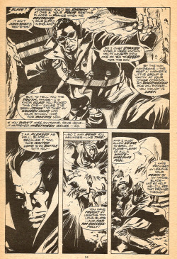 Page from &lsquo;Tomb of Dracula: Death Rides The Rails&rsquo; from Chiller Pocket Book No. 25. (Marvel Comics, 1981). Art by Gene Colan, story by Marv Wolfman. From Oxfam in Nottingham.