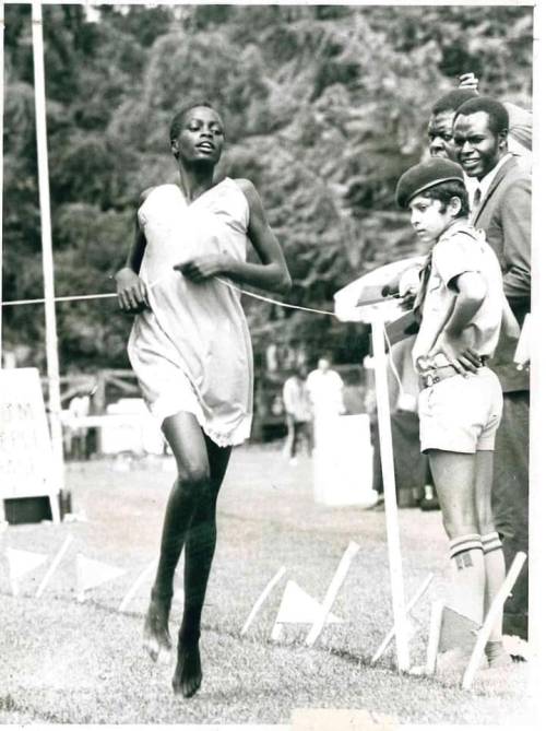 Sabina Chebichi. Born on 13-5-1959 in Nairobi Kenya, she won her first marathon in 1973 while barefoot and wearing nothing but a petticoat. Sabina went on to become the first Kenyan female athlete to win a medal at the Commonwealth Games in 1974. Nudes