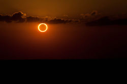 thisismyplacetobe:  A ‘Ring of Fire’ solar eclipse is a rare phenomenon that occurs when the moon’s orbit is at its apogee: the part of its orbit farthest away from the Earth. Because the moon is so far away, it seems smaller than normal to the