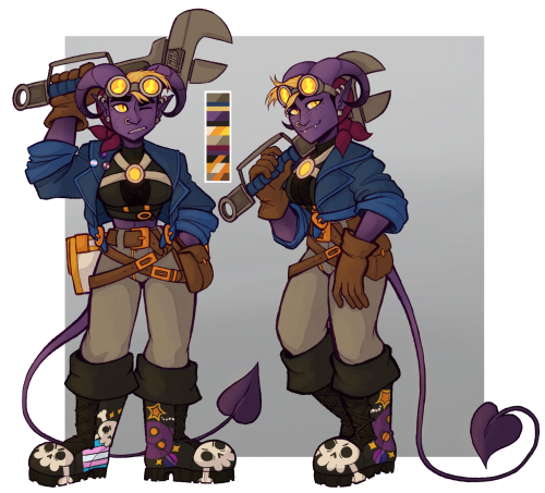 Trying to get back into the habit of posting my work online, so have a tiefling artificer of mine called Hazel that i swear i will play one day.