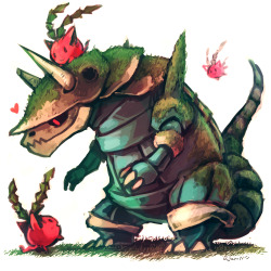nokocchi:  The fact that Aggron are just huge garden nerds always gets me, cute mountain guardians that I personally think become the mountain with age while taking care of the grass pokemon there and gosh…. 