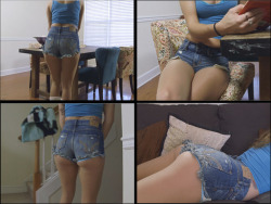 “Rachel’s Daisy Dukes” is now available at www.seductivestudios.comThis custom video follows Rachel around in her super short daisy duke jean shorts! You can barely see her panties peeking out from the shorts as she goes about her day. Rachel also