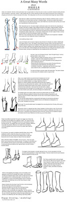 characterdesign101:   Link to full size, it’s a big one I said I have a lot of thoughts about shoes and the woeful mistakes even seasoned professional artists make with them, and I wasn’t kidding. Here’s a lot of words about high heels, in a constructive