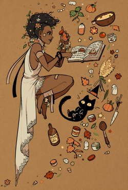 kada-bura:  This started out with me just wanting to sketch a lace dress and then poof levitating witch making either the sickest pumpkin pie you’ve ever eaten or some poisonous concoction. Or both. ★ Patreon! 