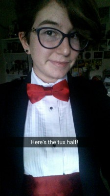 mayabadcat:  manicpixieshitpost:  necromancatrix:  the-punk-innovator:  Here’s some snap chats of my tux dress 😀 I designed it myself! 😛 as a genderfluid I was really worried about wearing a dress but wanting to be in a tux yet nothing about the