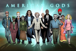 erikevensen:A pinup illustration I did of several characters from American Gods.