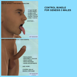 Have you ever wanted to control G3M’s tongue and genitals!? Well now you can! With this bundle choose from an assortment of different controls for Genesis 3 Male! 2 products at a discount price by SFD! Save 46%!Control Bundle For Genesis 3 Maleshttp://ren