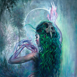 tanyashatseva:  SHAMAN BONES   Her final magnificent dance in the twilight glitter.  Acrylic on canvas.  Prints | Video is coming. 