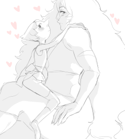 bara-besos:  i reaaaaaaally missed drawing jaspearl so i thought id sketch them before i went to bed(i guess pearl likes to be bounced on jaspers huge thigh????) 