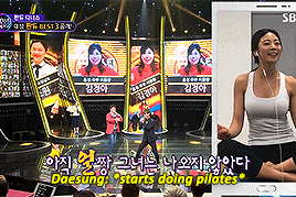 yooneroos:  when daesung couldn’t hide his favoritism for the pilates instructor’s