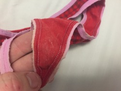 rampantlibido:  Easily my favorites. They’re tiny and feel like I’m wearing nothing, so they make me extra sensitive. After my shower I am going to cum for you all in my next fav pair if I get enough notes and I’ll post them :) 