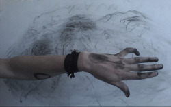 mothsjpg:  rk45:  I started this drawing but it wasn’t going well and I got too frustrated so I smudged it up and then later ripped it up. But I thought the charcoal smudges on my hand were pretty neat  i will always reblog this 