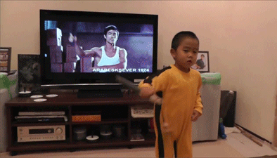 onlylolgifs:  4 Year Old Kid Plays Nunchucks Like A Little Bruce Lee   Young bruce