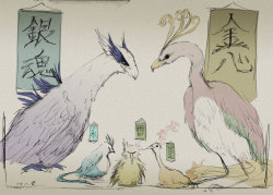 alternative-pokemon-art:  Artist A picture drawn in a traditional Japanese art style by request. 