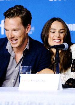 benedictdaily:  Benedict Cumberbatch and Keira Knightley speak onstage at ‘The Imitation Game’ Press Conference during the 2014 Toronto International Film Festival on September 9, 2014. (x) 