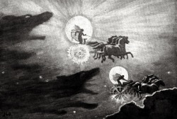 magictransistor:  J. C. Dollman, The Wolves Pursuing Sól and Máni (Myths of the Norsemen from the Eddas and Sagas by Hélène Adeline), London, 1909.