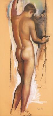 Gaston Goor (French, 1902-1977), Nu académique, 1936. Pastel, sanguine and charcoal on paper, 88 x 42 cm.