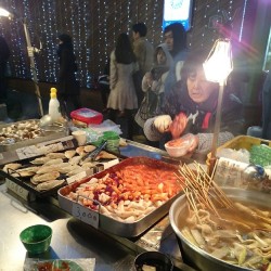 Korean street food!!! The one with the red