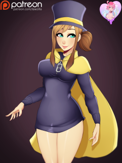  Finished subdraw #22 Hat Kid from A Hat in Time for @SarpwinHi-Res/V2/Nude/V2/V3/V4 versions up on my Patreon!!  ❤  Support me on Patreon if you like my work ! ❤   