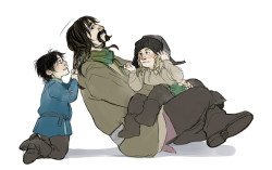 kaciart:  Bofur - Babysitter extraordinaire. Tells them scary stories that they enjoy at the time but then Dis and Thorin have to deal with the night terror in the following week. I also think Kili would have a bb!crush on Dwalin and Fili’s would be