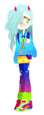 ninjies:  tea (tee-uh) mar is the shyest girl at school but also the most loudly dressed. she collects lisa frank stuff, draws guro, and writes homestuck fanfic. 