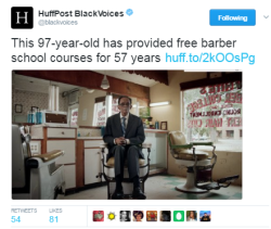 black-to-the-bones:    The Mississippi-born 97-year-old has been cutting hair since 1944 when he began his barber business with nothing more than a chair in a shoe shine parlor.   As his business grew, he started sharing his knowledge with others. Because