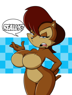 grimphantom2: Commission: Busty Acorns by grimphantom  Hey guys!Commission that i was ask to Sally Acorn from Sonic SatAM with a busty and curvy figure. I had a crush on her when i was a kid and drawing her was fun. Here’s an alt version of her first