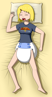 diaperartist:  Sammy sleeping in a poofy diaper. Done as commission for BestSammy on DeviantART  