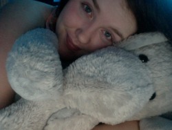 Cuddling with Mr. Snuggles while I do my